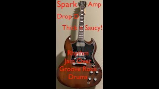 Spark Amp | Drop D | Gibson SG |Thick, Heavy, and Saucy Rhythm Jam over Rock Groove Drums