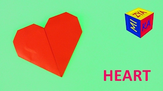 Origami heart. How to make a paper heart - video tutorial with folding isntructions - easy for kids