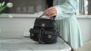 MODEL SHOW : CHANEL MINI DUMA POCKETS DRAWSTRING BACKPACK  AS3787 B10184 94303