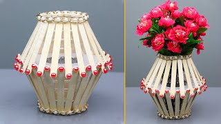 How to make flower vase with popsicle sticks | Flower vase diy | best out of waste ideas