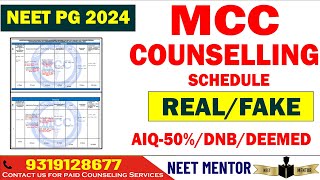 NEET PG 2024 ll MCC(AIQ-50% + DNB + DEEMED + NBE-DIPLOMA) Counseling Schedule Published #neetpg2024