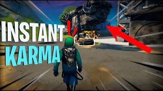 Fortnite Car gets CRUSHED by EXPLODING TRUCK!!! *INSTANT KARMA* #shorts