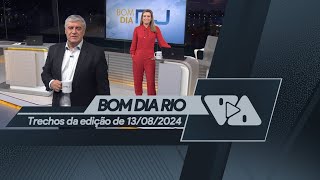 Transição entre "Hora 1" e "Bom Dia Rio" de 13/08/2024 na Globo Rio