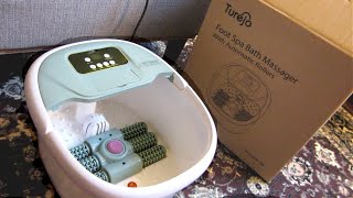 Turejo Foot Spa Therapy Massager | Heated Water | Motorized Rollers | Bubbles | Timer