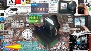 DEMORA Cargar la Bateria #1 Akaso Brave 7 de 0%*30%a100% 2horas27minutos, Action Camera IPX8 10mAgua