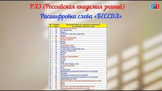 Расшифровка слова БЕСЕДА