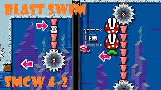 Insanely Precise Underwater Kaizo Level! SMCW 4-2 ~ Blast Swim