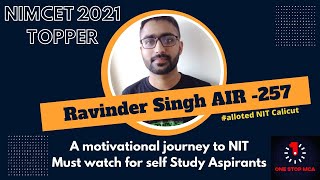 NIMCET-21 | AIR-257 | NIT Calicut🔥🔥| Self Study to NIT 😎 | OneStop MCA #mca #nimcet #cet #topper