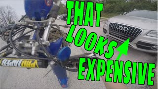 Dirt Bike almost CRASHES INTO CAR | VERY CLOSE CALL PSA