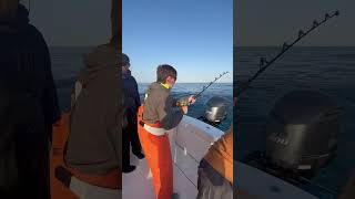 Take a kid fishing,Tommy’s first real tune #fishing #tuna #tunafishing #offshorefishing#bluefintuna