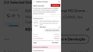 #shorts Comprei o drone DJI Mini 4K no AliExpress fora do Remessa Conforme. Descubra os valores