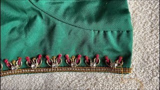 Prettiest aari work using normal needle on stitched blouse!2023 #simpleaariwork