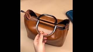 Women Apparels | Double Handles Genuine Leather Handbag