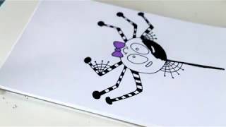 HOW TO DRAW A CUTE SPIDER - CARTOON HALLOWEEN SPIDER