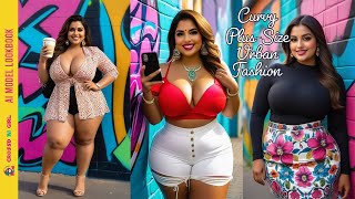 Curvy Plus-Size Girl in Urban Fashion | AI Model Look Book | Virtual Social Media Influencer