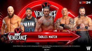 Cm Punk Vs Jey uso Vs Drew Mcintyre Vs Randy Orton Vs Braun Strowman Fatal Five Way Tables Match.