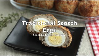 Traditional Scotch Eggs - Delicious pork sausage covered eggs - a British favourite