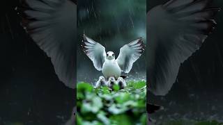 Mother Gull's Wing-Shield Creates Haven in Storm! 🌊🕊️🏡