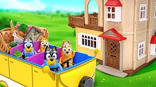 Exploring a New Dollhouse with Bluey's Family | Learn Common Words with Toys | Kids Playtime Video