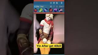 Yin reaction After getting 40 kill 😁😁 #mlbb #mobilelegends #shorts #shortsfeed #viral #viralvideo