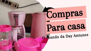 comprinhas rosa para casa. Comprei a garrafa famosa da Shopee e a cafeteira rosa da Britânia