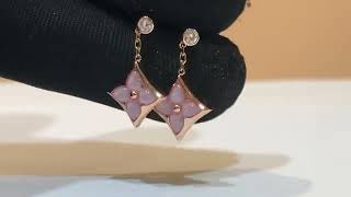 LV Luxury Earrings 18K Rose Gold Pink Mother Of Pearl For Women