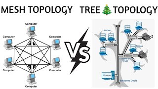 Mesh topology vs tree topology|difference between mesh topology and tree topology in hindi.