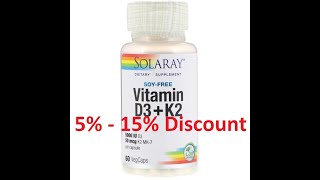 Discount - Solaray, Vitamin D3 + K2, Soy Free, 60 Immunity VegCaps (Vegetable Capsule) Review