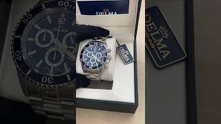 Men's silver Delma Watch Santiago Chronograph Silver / Blue 43MM