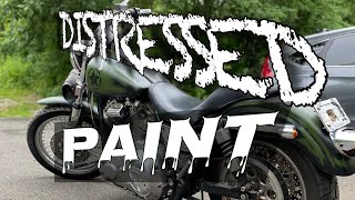 Custom distressed motorcycle paint job