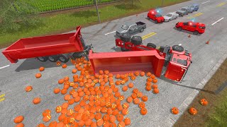 Truck with Pumpkins has Blocked the Streets | Removal and Road Cleaning with Machines