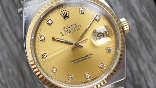 Rolex Oysterquartz Datejust ref 17013 - champagne sunburst dial w diamonds - all original 1985/1986