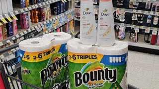 corre por las bounty a Walgreens y dove a $1 y centavos