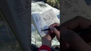 Outdoor sketching using pocket size Moleskine #urbansketch #moleskine #uniball