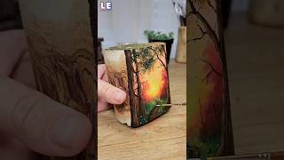 Beautiful Sunrise Nature Painting On Wooden Piece | Wood Art Sunrise Nature Painting #shorts #foryou