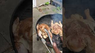 cooking steak and chicken on the weber 22" grill