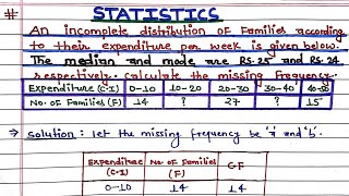 The Median and Mode are RS.25 and RS.24 respectively.Calulate the missing frequency || statistics