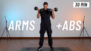 30 Minute Arms & Abs Workout With Dumbbells - Strengthen & Build Your  Upper Body