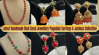 Latest Handmade Real Coral Jewellery, Pagadala Earrings & Jumkas Collection | WhatsApp 7075551297