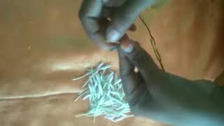 How to tie jathimalli flower in criss cross method/jathimalli tie in different colour thread in easy