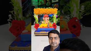 Ganpati decoration idea 🌸 5 minute ganpati decoration ideas 🙏 Ganpati Bappa morya #shorts #shortvide