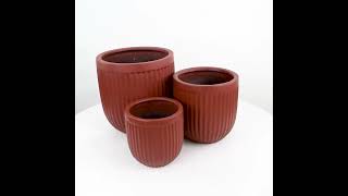 Fluted Tall FRP Brown Pot | Beruru