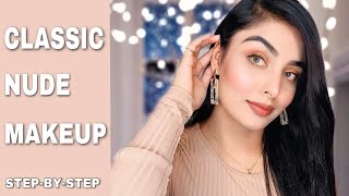 DEWY SKIN NUDE MAKEUP GLAM | MY EASY GO TO LOOK Step-by-Step | JASLEENXBEAUTY | 2021