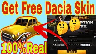 Get Free Vehicle (Dacia) Skin Today New Redeem Code PUBG 9May2020|Pubg Today Redeem Code Get  Reward