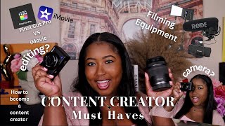 CONTENT CREATOR MUST HAVES | EDITING SOFTWARE, CAMERAS, LENS, HOW TO START + THINGS YOU DONT NEED !!