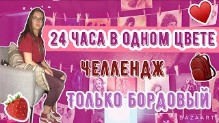 24 ЧАСА В ОДНОМ ЦВЕТЕ // ЧЕЛЛЕНДЖ // ТОЛЬКО БОРДОВЫЙ ♥️