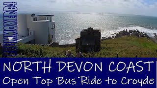 Croyde Bay coast road past Grand Designs House by open top bus