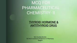 MCQ on Thyroid and Antithyroid Drugs