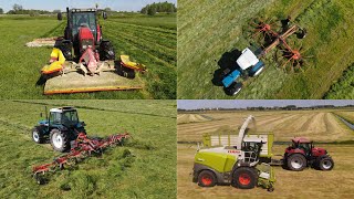 Grasoogst 2021 | Maaien, schudden, harken en hakselen | Eerste snede | Ford, Massey Ferguson, CaseIH