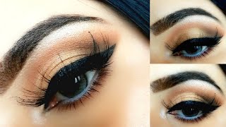 Golden Smokey Eye Makeup Tutorial for Beginners|zubaria